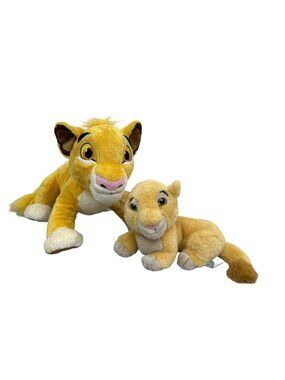 Vintage Disney Lion King Simba & Nala Cub Baby Plush Stuffed Animal Toy Set